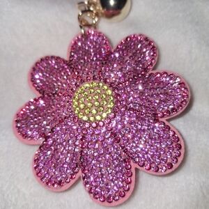 Pink and Yellow Crystal Flower Keychain